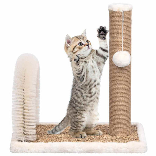 Cat Tree | Brown and white | Flakeboard, flush, seagrass | Compact