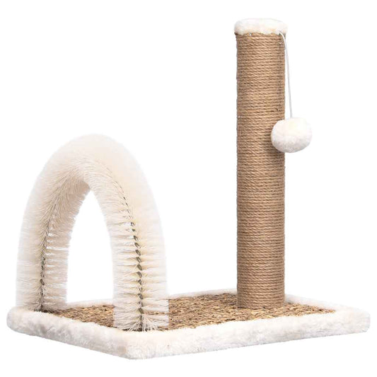 Cat Tree | Brown and white | Flakeboard, flush, seagrass | Compact