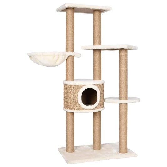 Cat Tree | Beige | Flakeboard, plush, seagrass | Medium | Durable