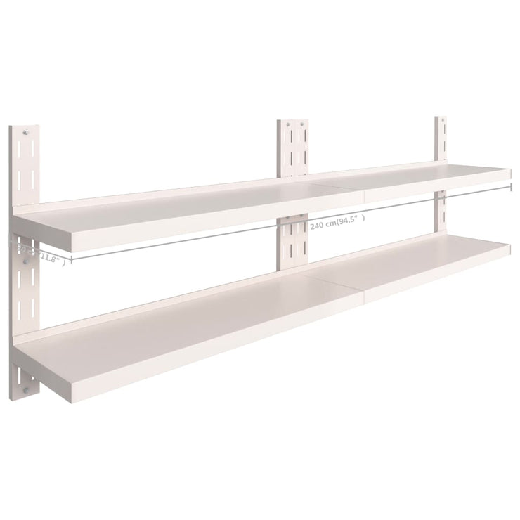2-Tier Floating Wall Shelves 2 pcs Stainless Steel 240x30 cm