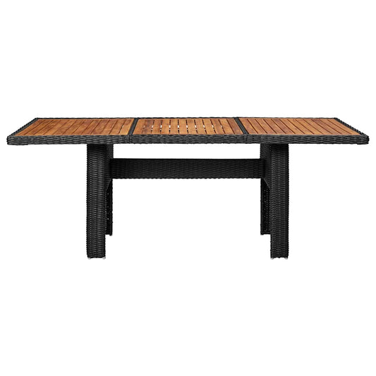 Dining Table | Black | PE rattan, solid acacia wood, powder-coated steel
