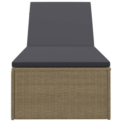 Sunlounger Poly Rattan Brown and Dark Gray
