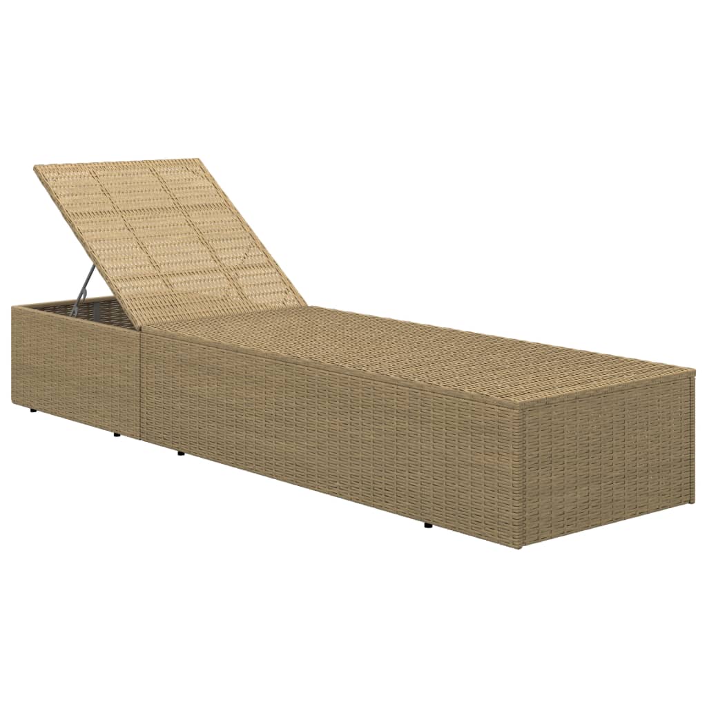Sunlounger Poly Rattan Brown and Dark Gray