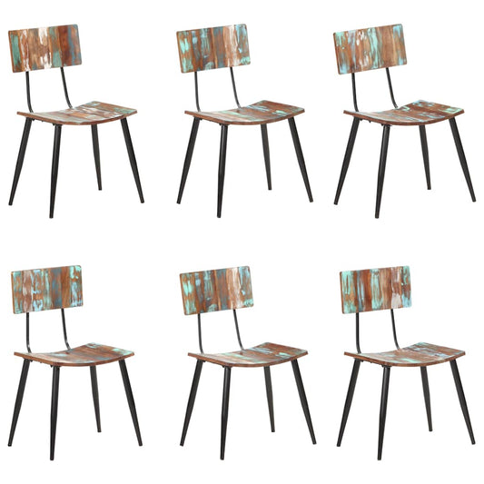 Dining Chair | Set of 6 | Multicolours | Solid reclaimed wood, iron