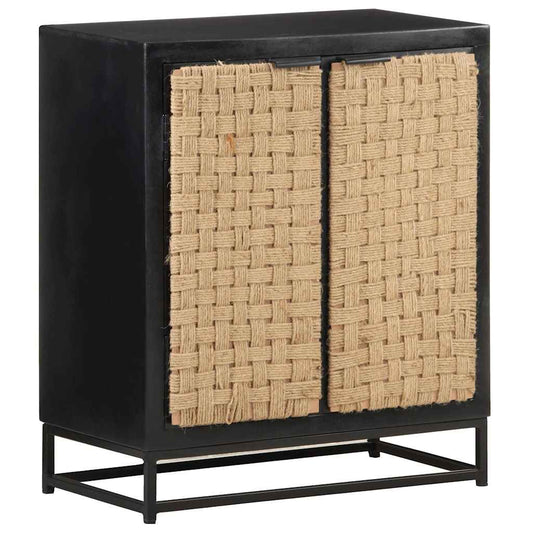 Sideboard | Black, Natural Jute | Solid Mango Wood, Iron, Jute