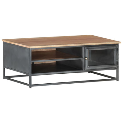 Coffee Table Gray 35.4"x19.7"x13.8" Solid Acacia Wood