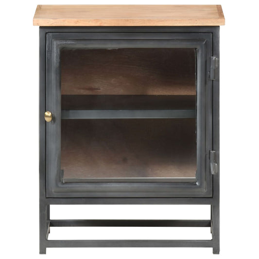 Bedside Cabinet | Grey | Solid acacia wood, glass, steel | Medium