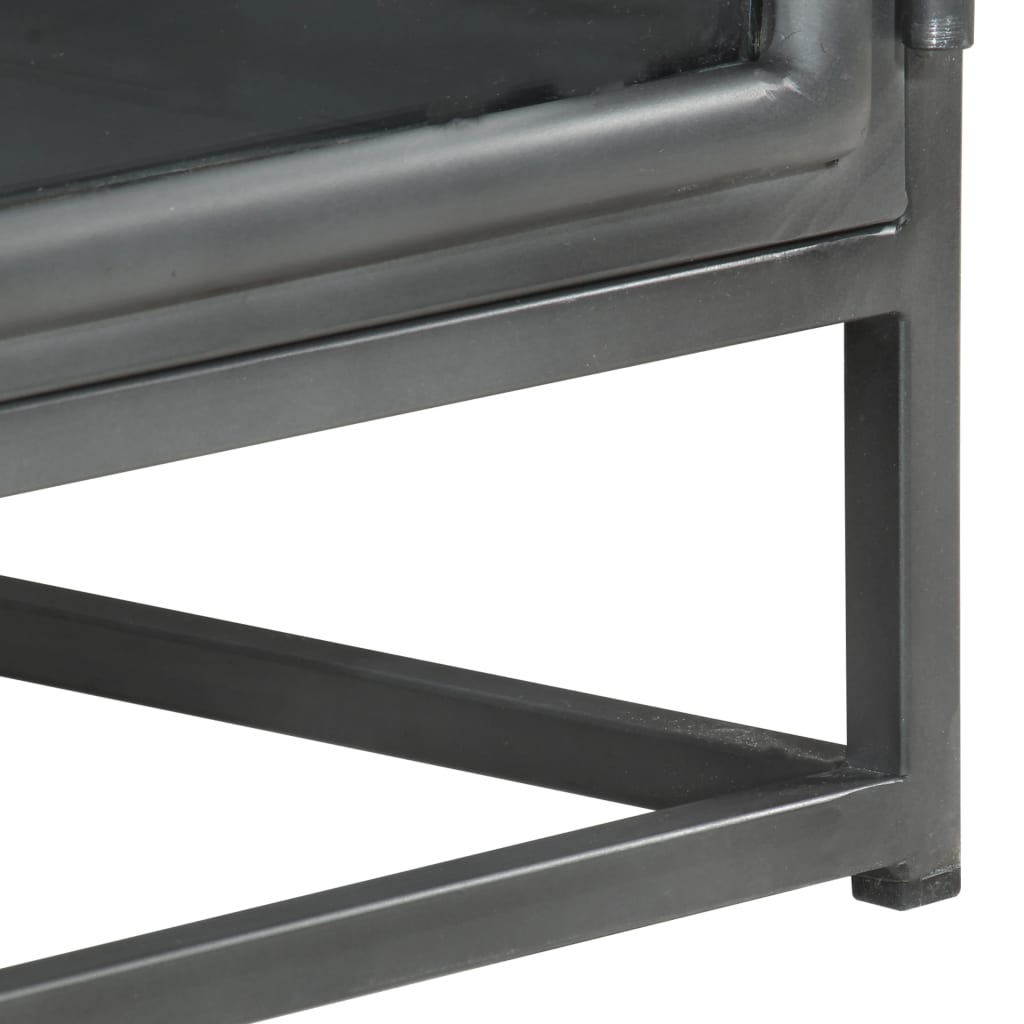 vidaXL Bedside Cabinet Grey Solid acacia wood, glass, steel Medium