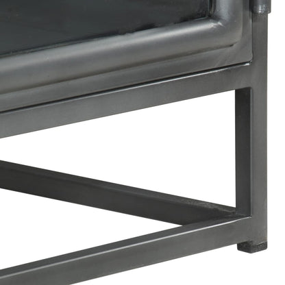 vidaXL Bedside Cabinet Grey Solid acacia wood, glass, steel Medium