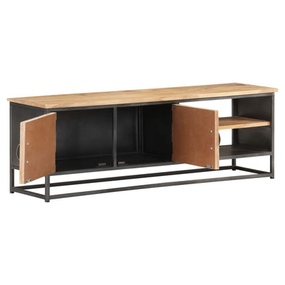 vidaXL TV Cabinet Natural wood, Grey Solid acacia wood, Steel 47.2 in wide