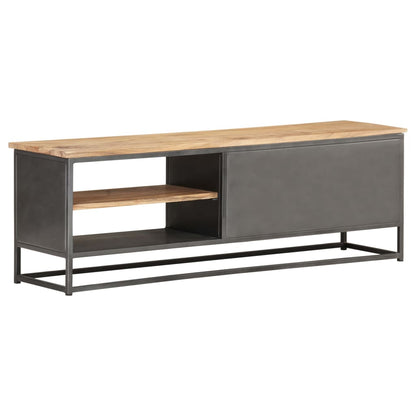 vidaXL TV Cabinet Natural wood, Grey Solid acacia wood, Steel 47.2 in wide