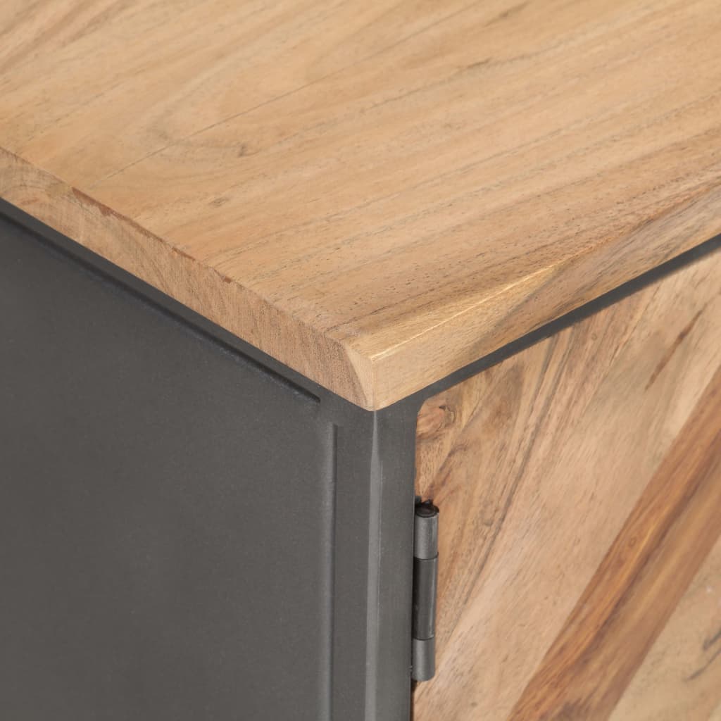 vidaXL TV Cabinet Natural wood, Grey Solid acacia wood, Steel 47.2 in wide