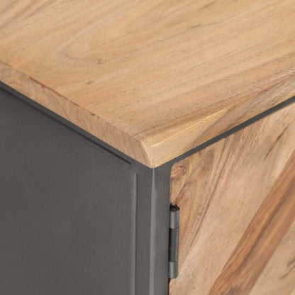 vidaXL TV Cabinet Natural wood, Grey Solid acacia wood, Steel 47.2 in wide