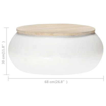 Coffee Table White 68x68x30 cm Solid Mango Wood