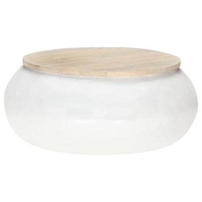Coffee Table White 68x68x30 cm Solid Mango Wood