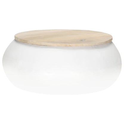 Coffee Table White 68x68x30 cm Solid Mango Wood