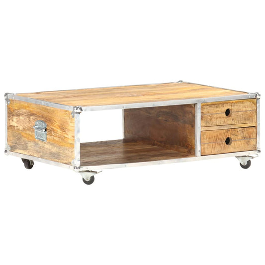 Coffee Table | Natural wood | Solid rough mango wood and metal | Medium