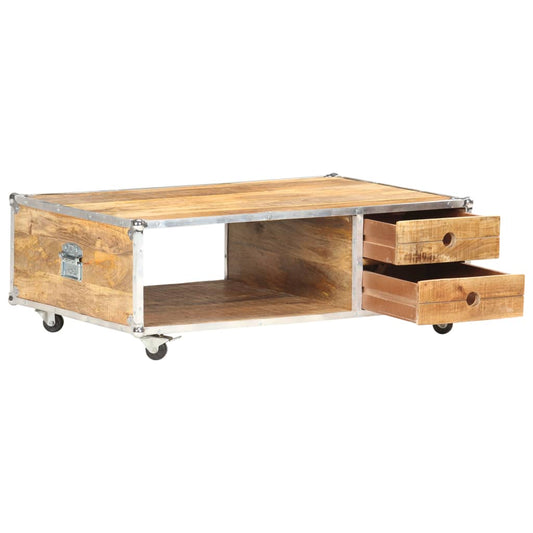 Coffee Table | Natural wood | Solid rough mango wood and metal | Medium