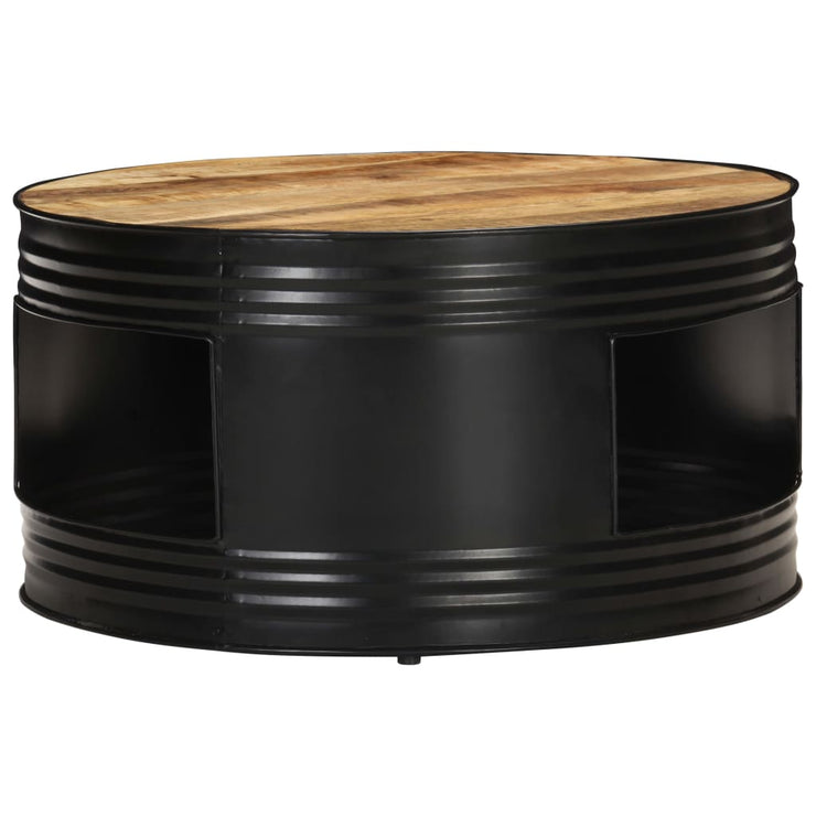 Coffee Table Black 26.8"x26.8"x14.2" Solid Rough Mango Wood