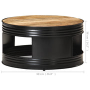 Coffee Table Black 26.8"x26.8"x14.2" Solid Rough Mango Wood