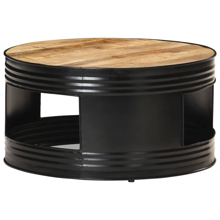 Coffee Table Black 26.8"x26.8"x14.2" Solid Rough Mango Wood