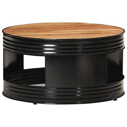 Coffee Table | Black | Solid Acacia Wood | Medium | Round