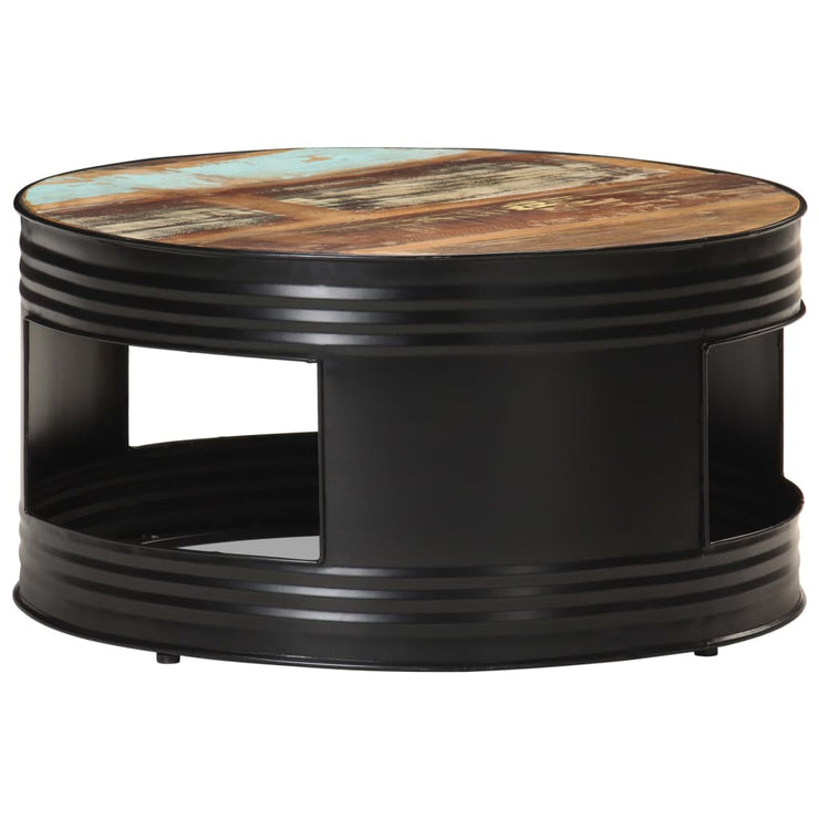Coffee Table Black 26.8"x26.8"x14.2" Solid Reclaimed Wood