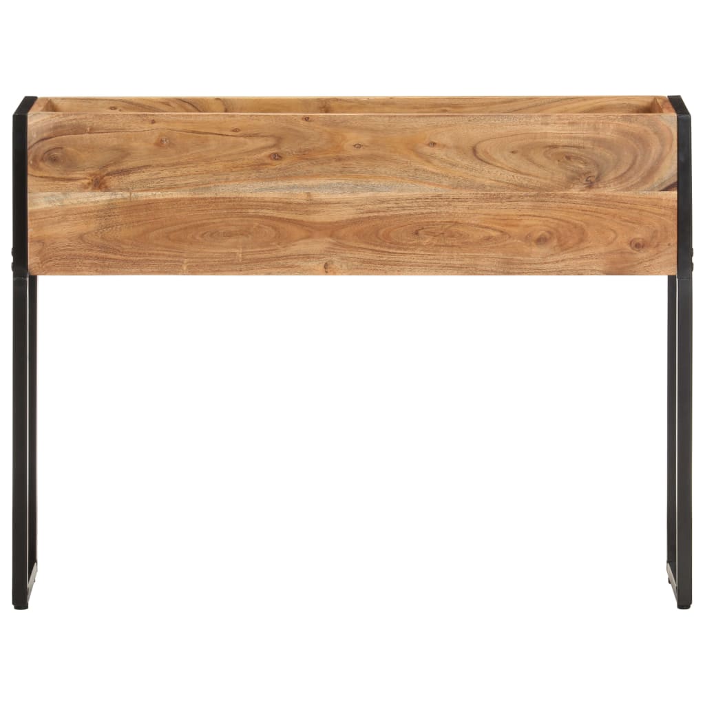 Planter Natural wood with black metal frame