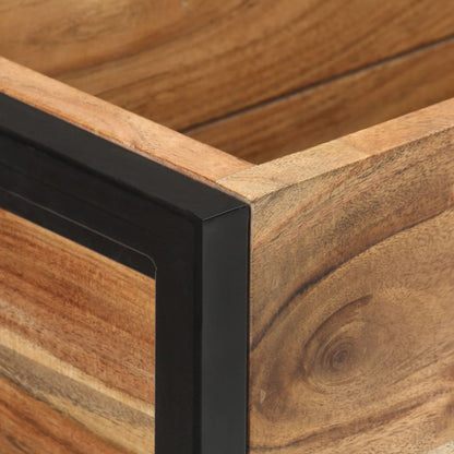 Planter Natural wood with black metal frame