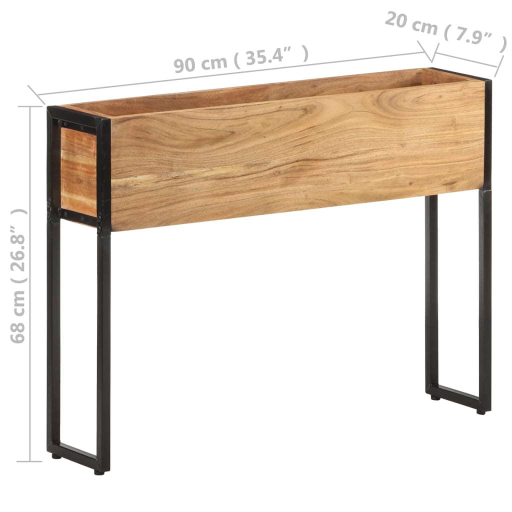 Planter Natural wood with black metal frame