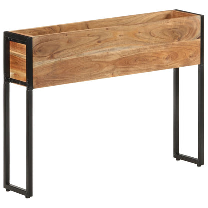 Planter Natural wood with black metal frame