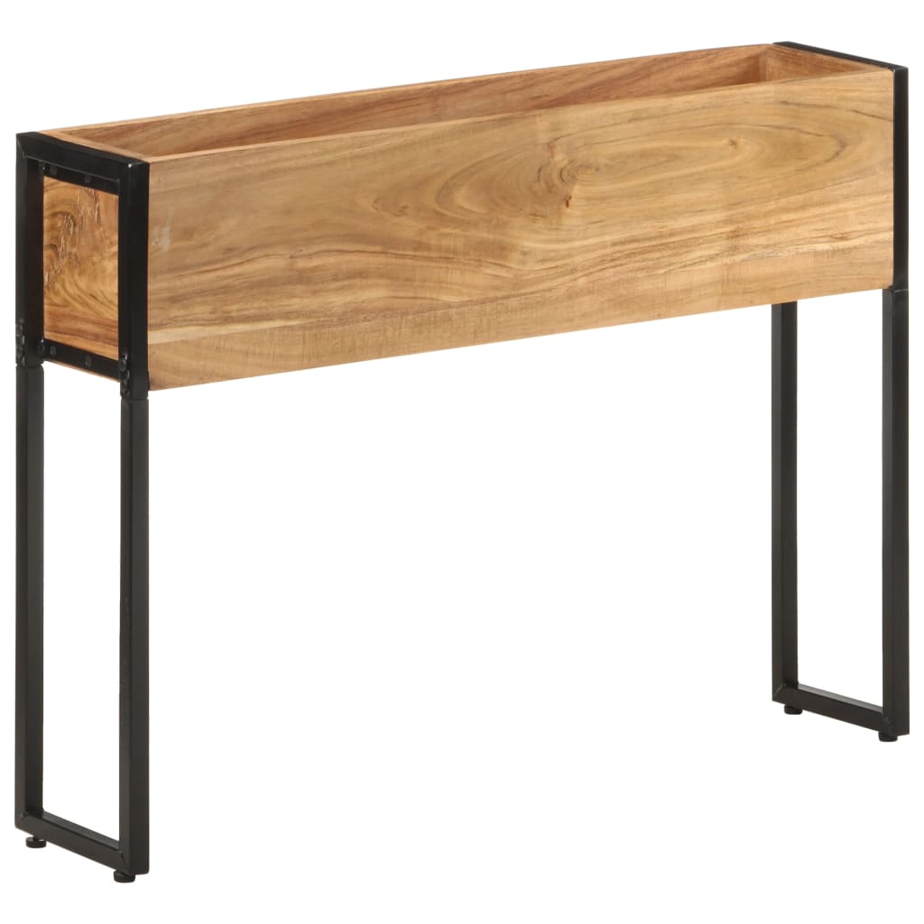 Planter Natural wood with black metal frame