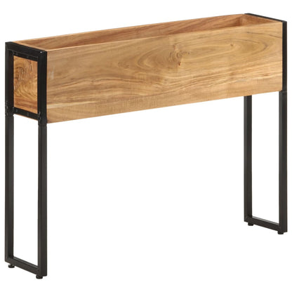 Planter Natural wood with black metal frame