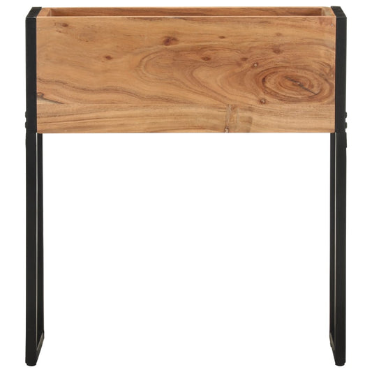 Planter | Natural Wood, Black | Solid Acacia Wood | Medium