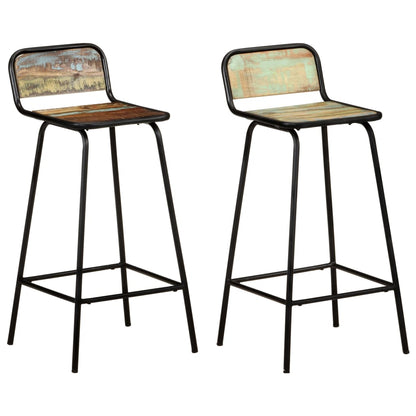 Bar Chair | Set of 2 | Mixed colour finish | Solid reclaimed wood