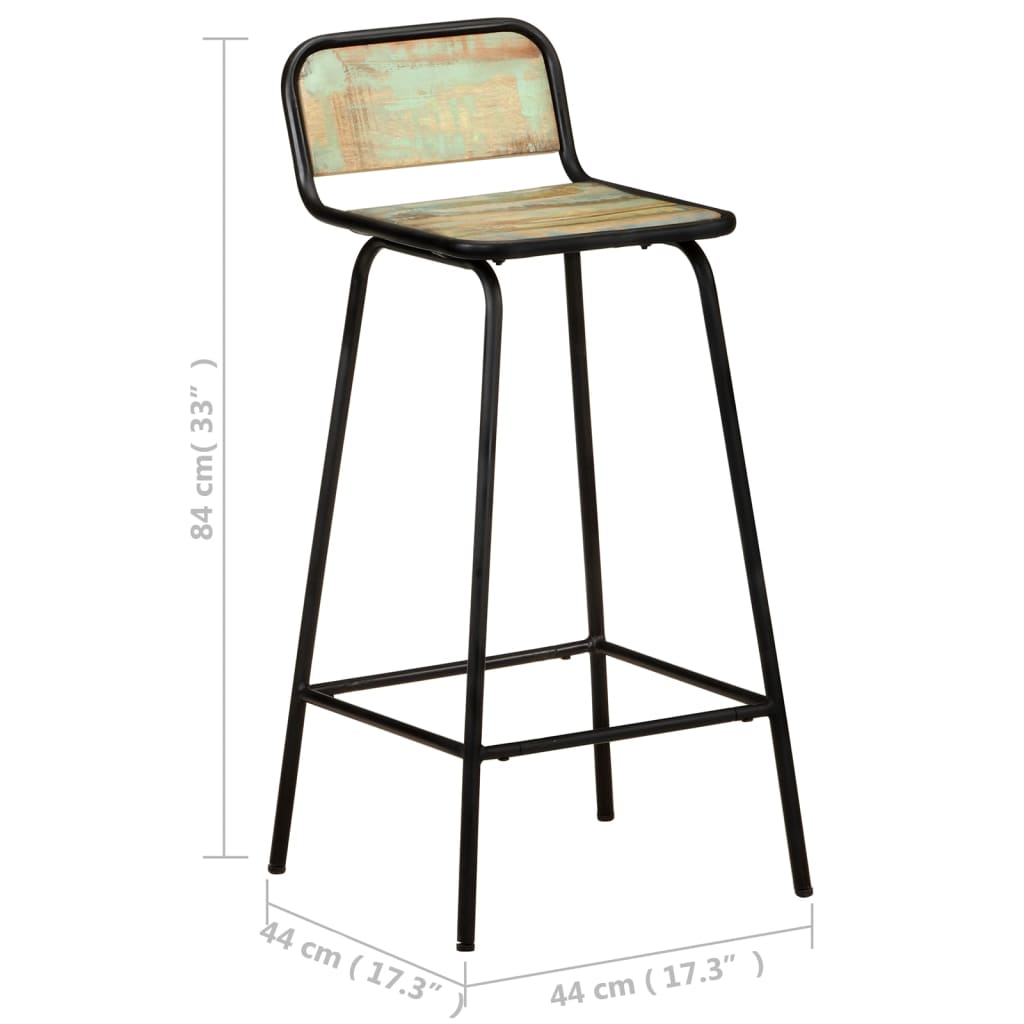 Bar Chair | Set of 2 | Mixed colour finish | Solid reclaimed wood