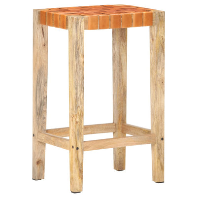 Bar Stools 2 pcs Brown Real Leather 75 cm