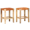 Bar Stools 2 pcs Brown Real Leather 60 cm