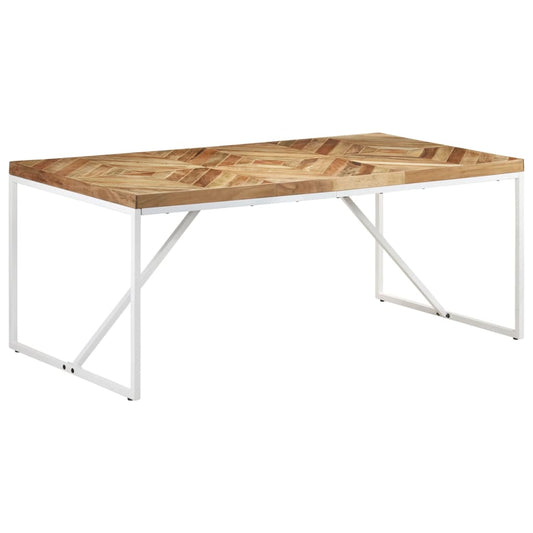 Dining Table | Natural wood finish, White legs