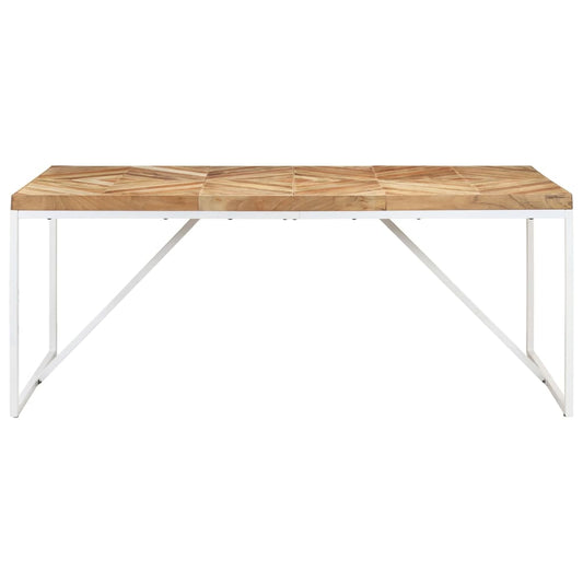 Dining Table | Natural wood finish, White legs