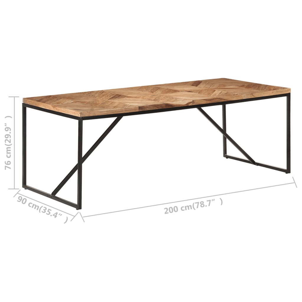 Dining Table | Natural wood with black legs | Solid Acacia wood