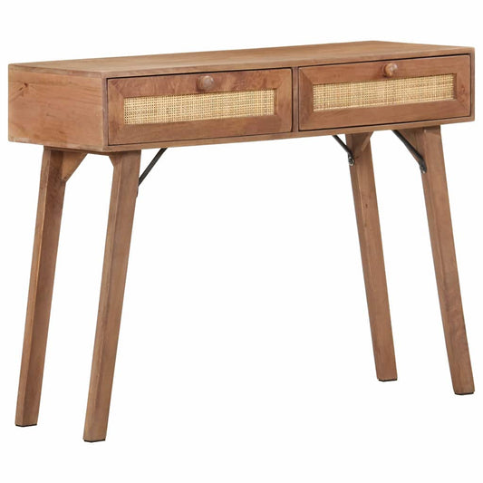 Console Table | Wheat finish | Solid mango wood with natural cane