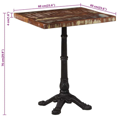 Bistro Table 60x60x76 cm Solid Reclaimed Wood
