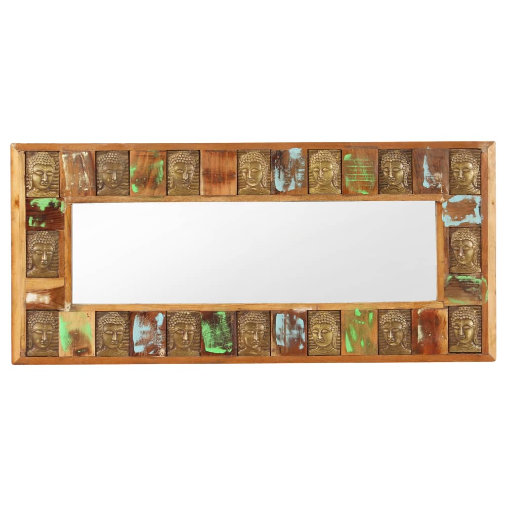 Mirror with Buddha Cladding 110x50 cm Solid Reclaimed Wood