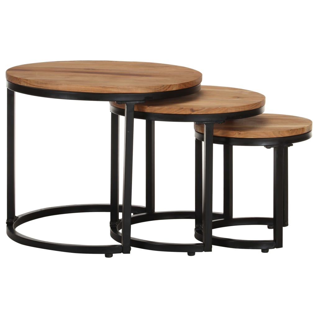 Side Tables 3 pcs Solid Acacia Wood