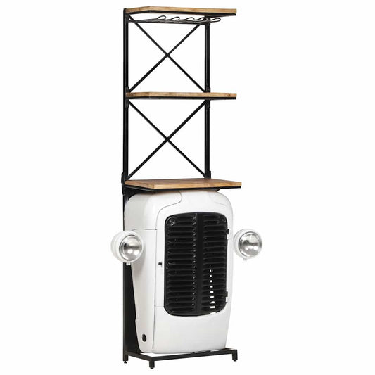 Tractor Wine Cabinet White 49x31x172 cm Rough Mango Wood