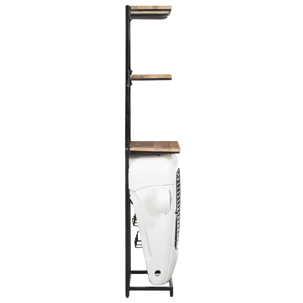 Tractor Wine Cabinet White 49x31x172 cm Rough Mango Wood