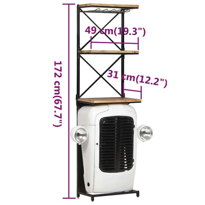 Tractor Wine Cabinet White 49x31x172 cm Rough Mango Wood