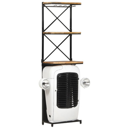 Tractor Wine Cabinet White 49x31x172 cm Rough Mango Wood