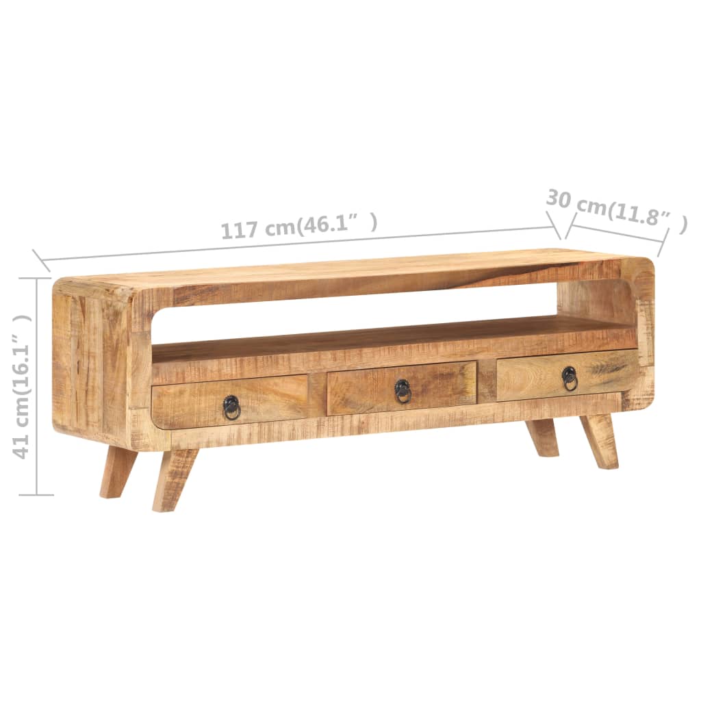 TV Cabinet 117x30x41 cm Solid Rough Mango Wood